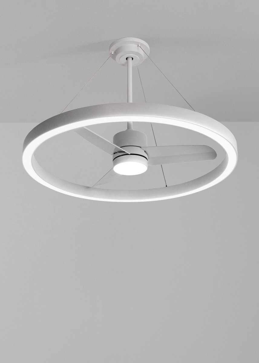 CREATE - Plafondventilator 36W stil Ø108cm met LED-licht ring - Wit - WIND HALO