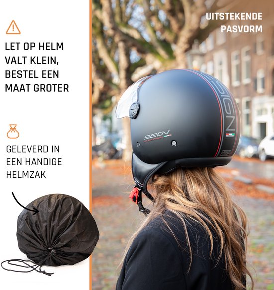 BEON DESIGN Casque jet noir mat avec visière - Casque scooter, casque cyclomoteur - L