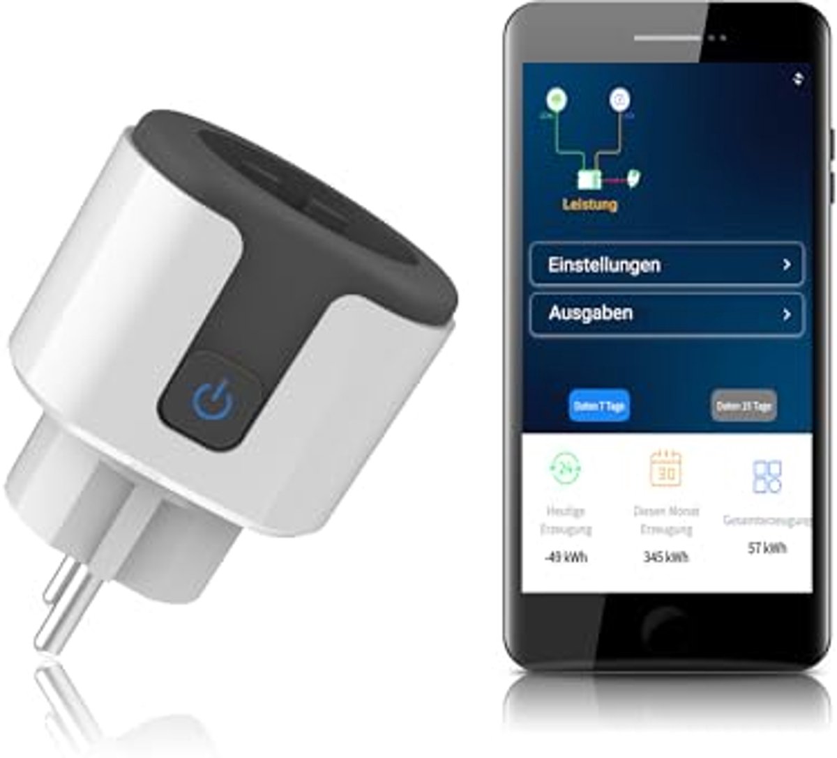 Slimme Stekker voor Efficiënt Energiebeheer - 16A, Wifi 2,4GHz, Geschikt voor Android en iOS