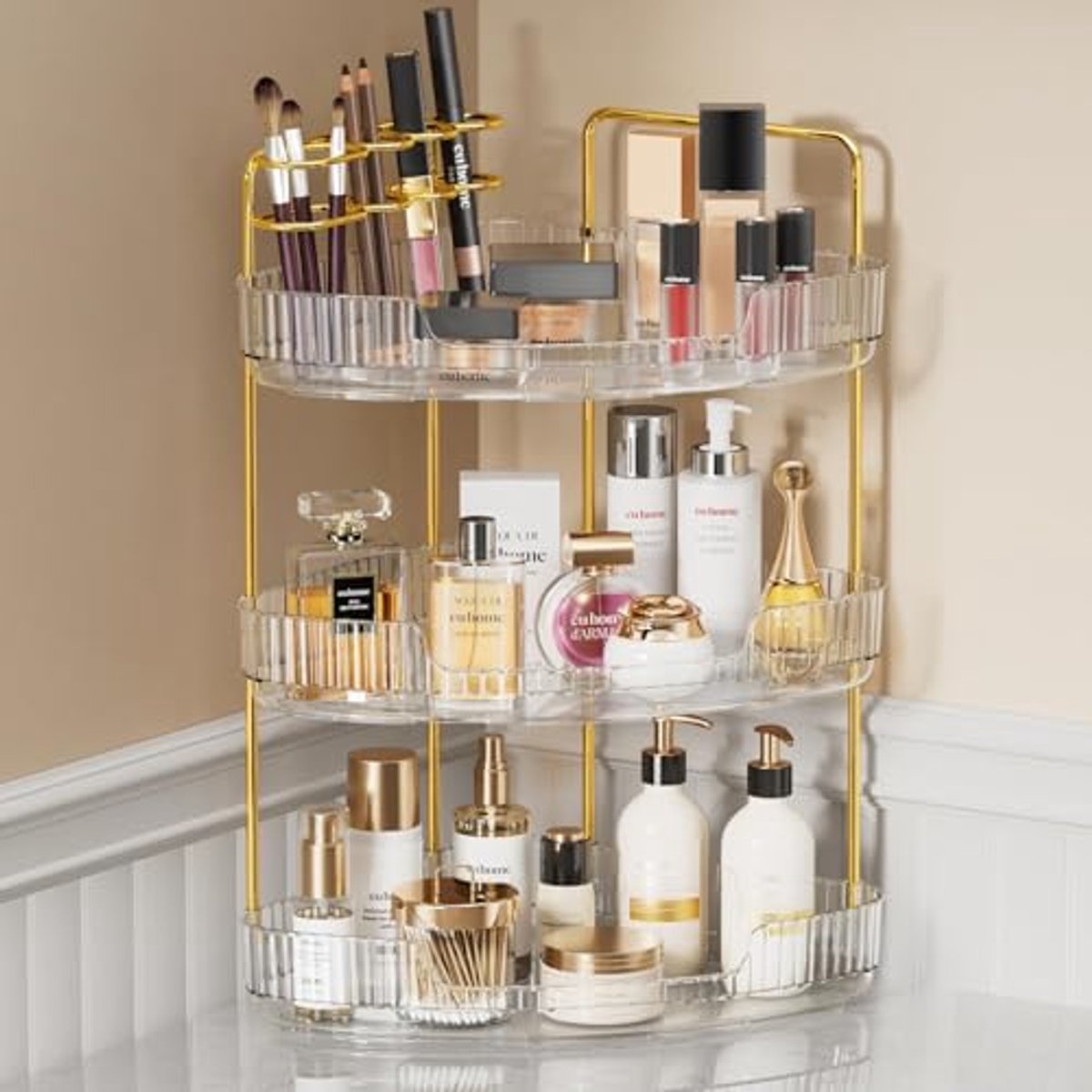 Badkamer Hoek Organizer - Transparant 3-Lagen Opbergoplossing
