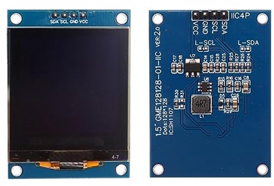 DollaTek 1,5 Inch OLED-displaymodule – I2C/SPI – 128x128 – Zonder Achtergrondverlichting – Voor Arduino En Embedded Projecten