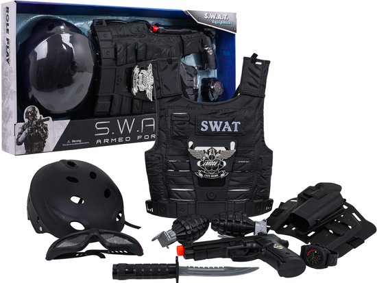 Playos® - Kostuum Politie 2.0 - met Accessoires - Geluidseffecten - Speelgoedpistool - Kogelvrij Vest - Horloge - Rollenspel Speelgoed - Sinterklaas