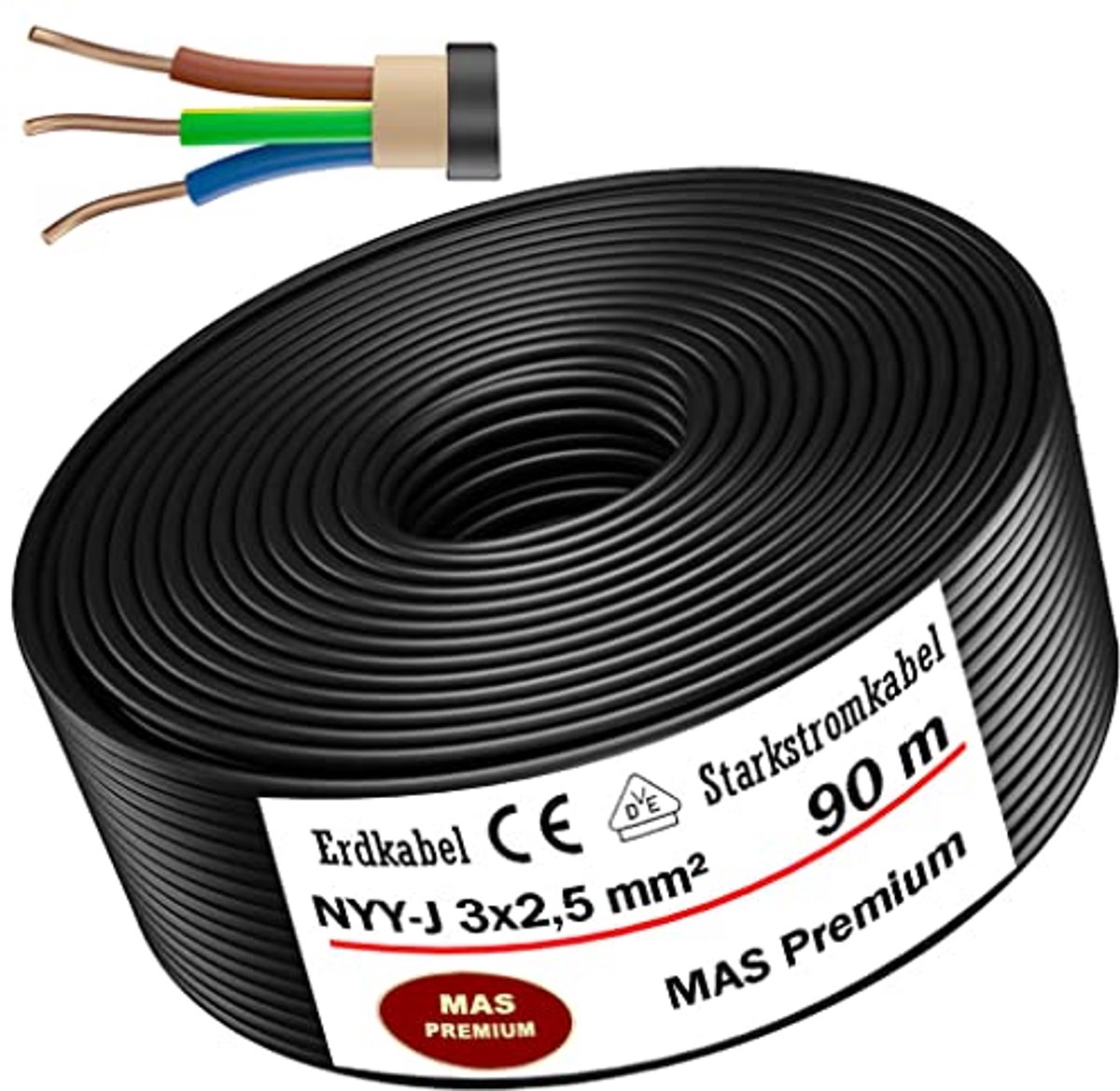 Aardkabel 3x1,5 mm² - 5x1,5 mm² voor buiteninstallatie - NYY-J Sterk stroom kabel