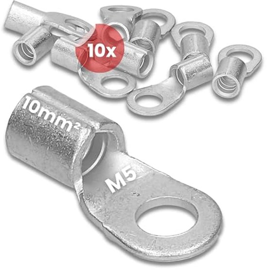 10 stuks Kalitec Q16-5 krimpkabelschoen 16 mm² M5 I ongeïsoleerd I doornpersing I voor