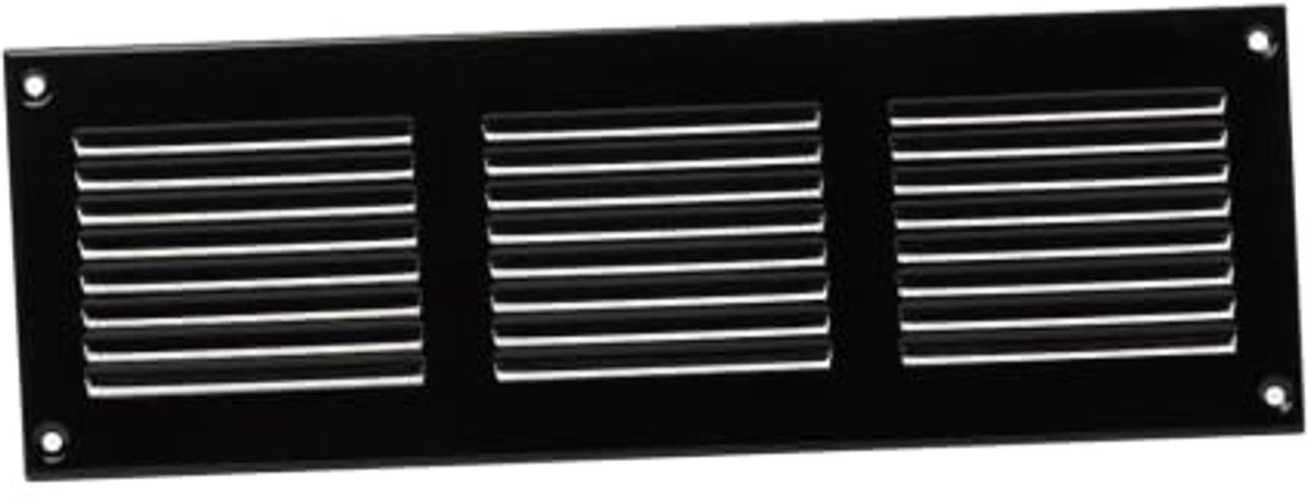 Ventilatierooster 300x100mm met Insectenhor - Metalen Toevoer- en Afvoerrooster - Zwart Staal