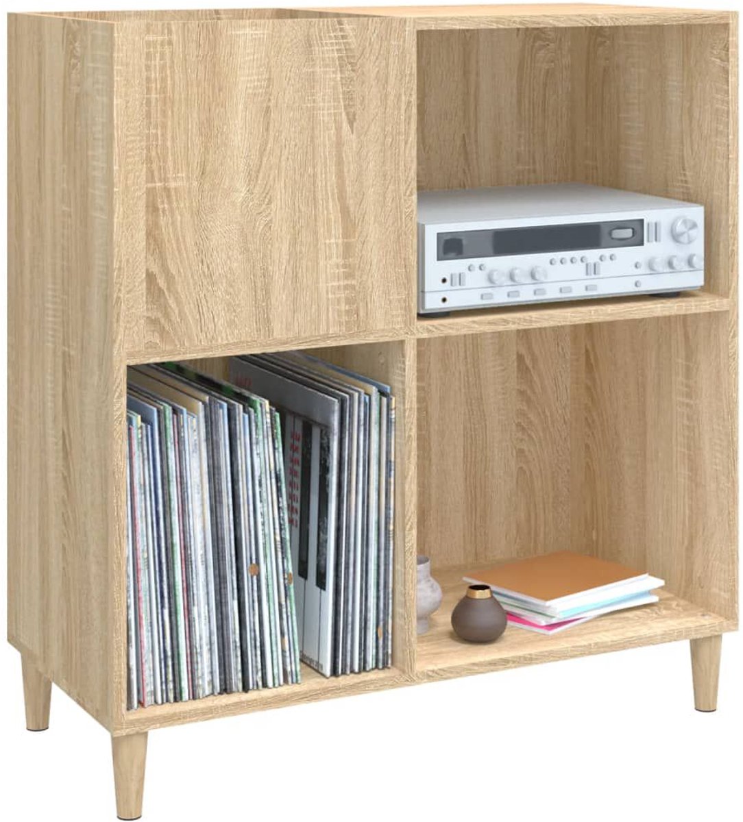 Platenspeler Meubel - LP-kast - Platenspelerkast - Draaitafelstandaard - Platenspelerstandaard - Vintage Displayplank - Sonoma Eiken