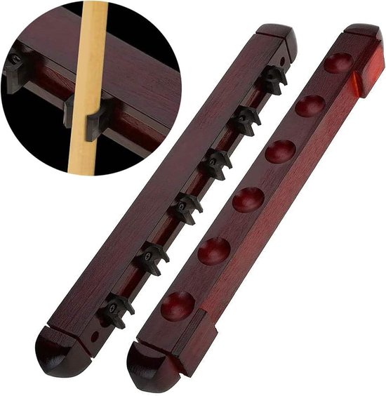 Billiard Wall Mount - Snooker Pool Cue Wandbeugel - Billiard Cue Houder voor 6 Billiard Cues - Billiard Accessoires voor Thuis, Scholen, Clubs