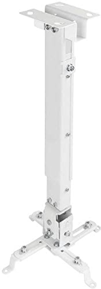SnelShoppen - Universele Projector Beugel - Te Vissen Plafond Steun - 20 kg Draagvermogen - 15° Kantelbaar - Wit - Tot 650 cm Plafondbuis - Perfect Vo