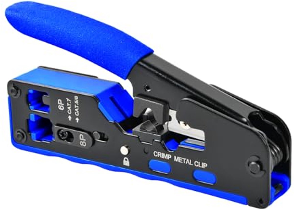 Professionele krimptang voor Cat5/Cat7 - 3-in-1 krimpgereedschap voor snijden, strippen en krimpen