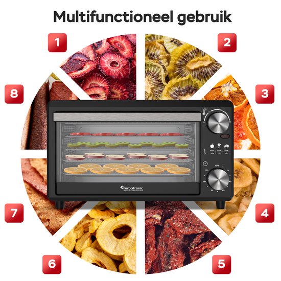 TurboTronic FD14 Voedseldroger - Droogoven - 14 Liter - Zwart