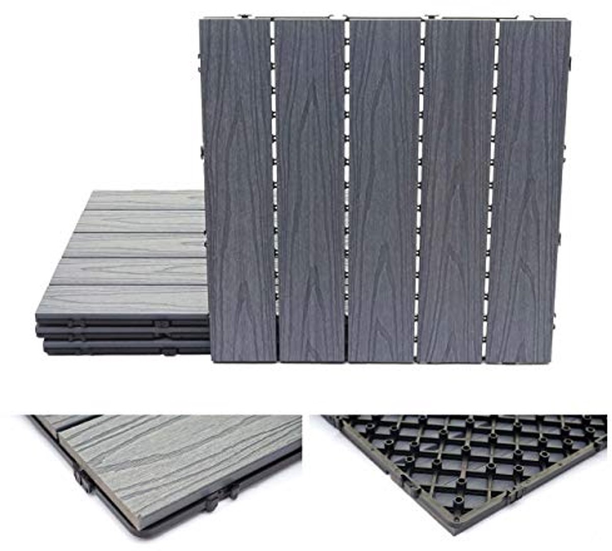Houtlook WPC vloertegel voor balkon en terras - 50x50 cm