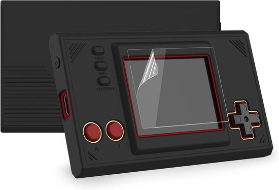 Silicone Cover Beschermhoes voor Nintendo Game & Watch: Super Mario Bros, Zwarte beschermhoes met schermbeschermers.