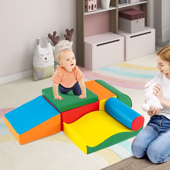 COSTWAY Schuimbouwstenen, zachte bouwstenen om te ravotten en te klimmen, reuzenbouwstenen van schuim, grote bouwstenen meerkleurig, bouwblokken voor baby's en peuters (veelkleurig) van Merkloos — afbeelding 2