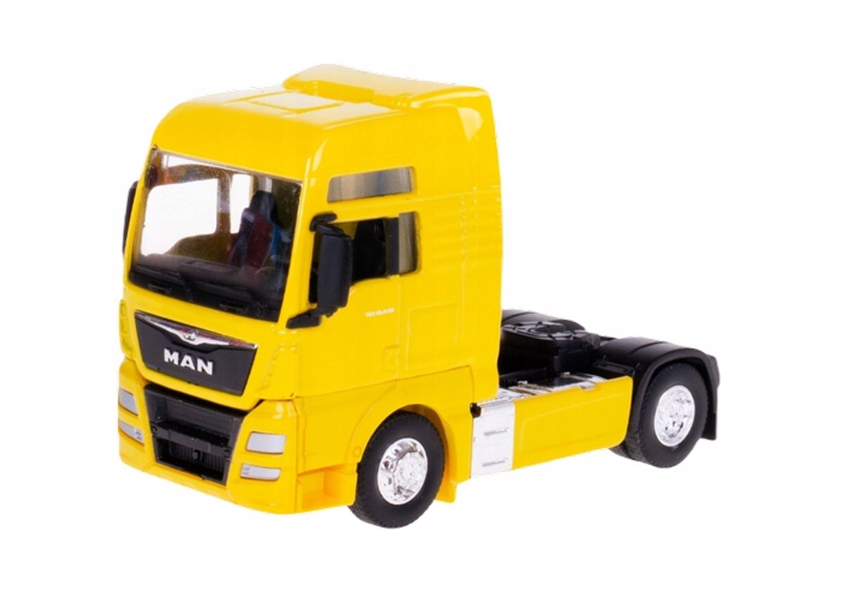 MAN TGX XXL Vrachtwagen Metaal Model 1:64 Welly - Geel