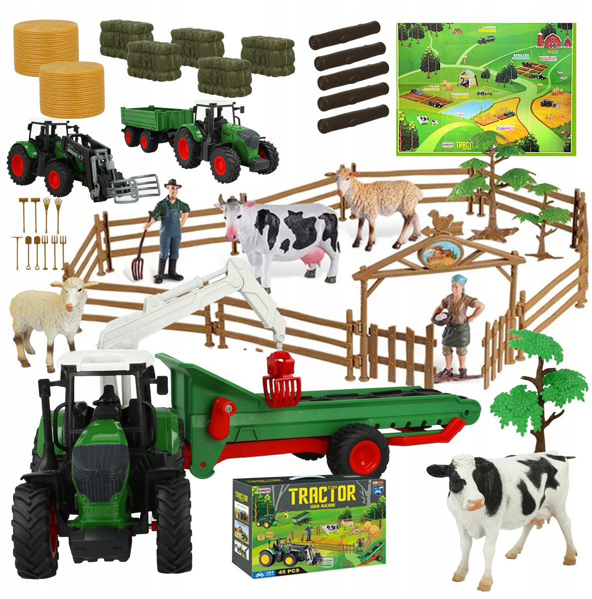 Grote Boerderij Speelgoedset: Boerderij, Dieren, Voertuigen & 45 Delen