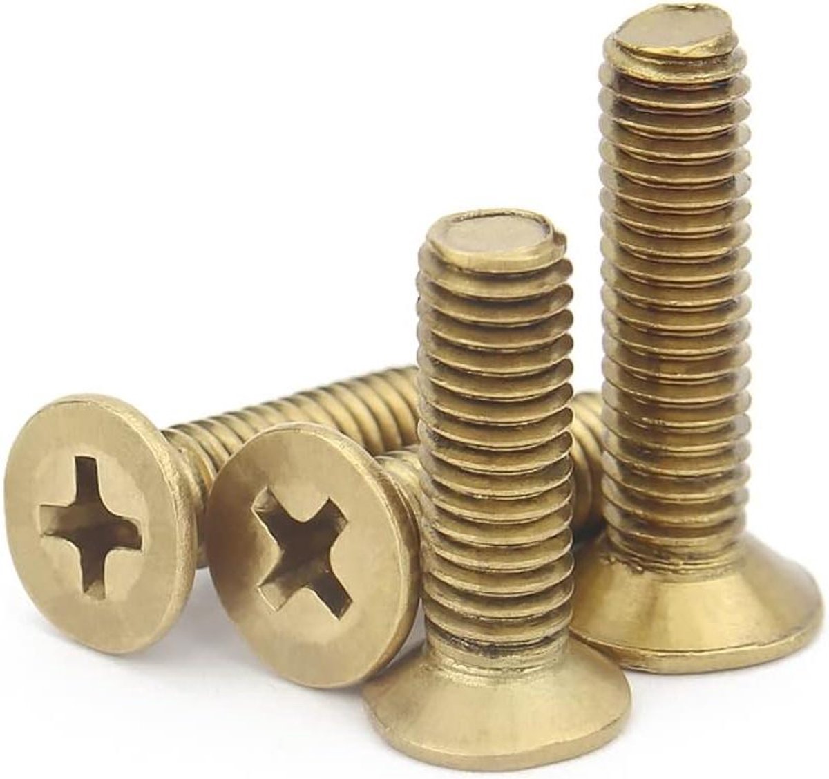 Provento - Messing kruis verzonken platte kop schroeven, M5x25 mm, 10 stuks.