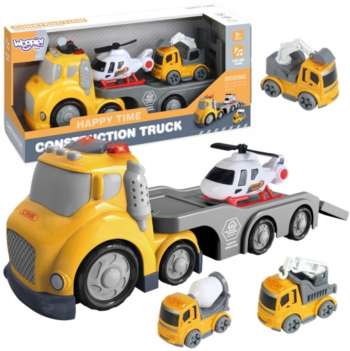 Woopie Gele Sleepwagen City Truck met Licht- en Geluidseffecten