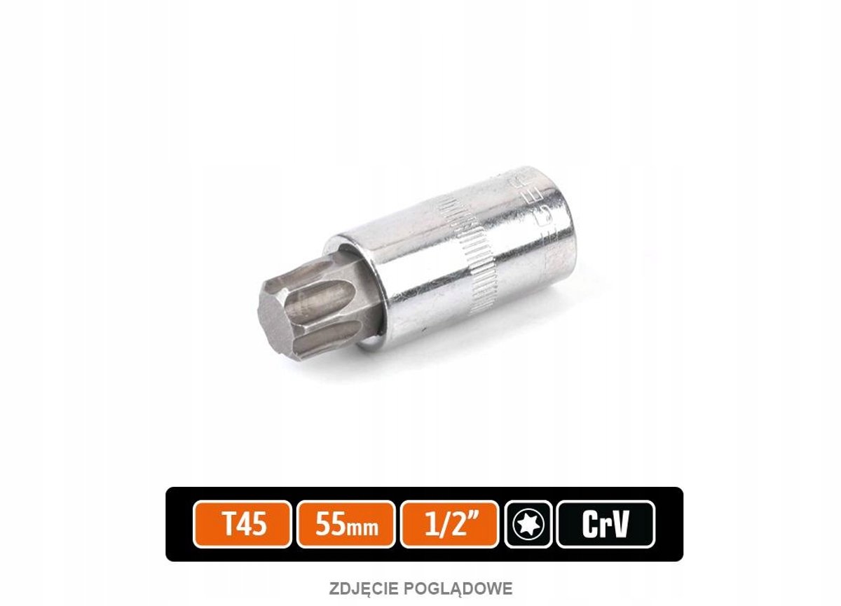 Dopsleutel Torx T45 1/2" 55mm - CRV Staal