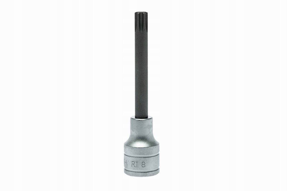 Lange geribbelde dop 1/2" 8 mm - Chroom-vanadiumstaal