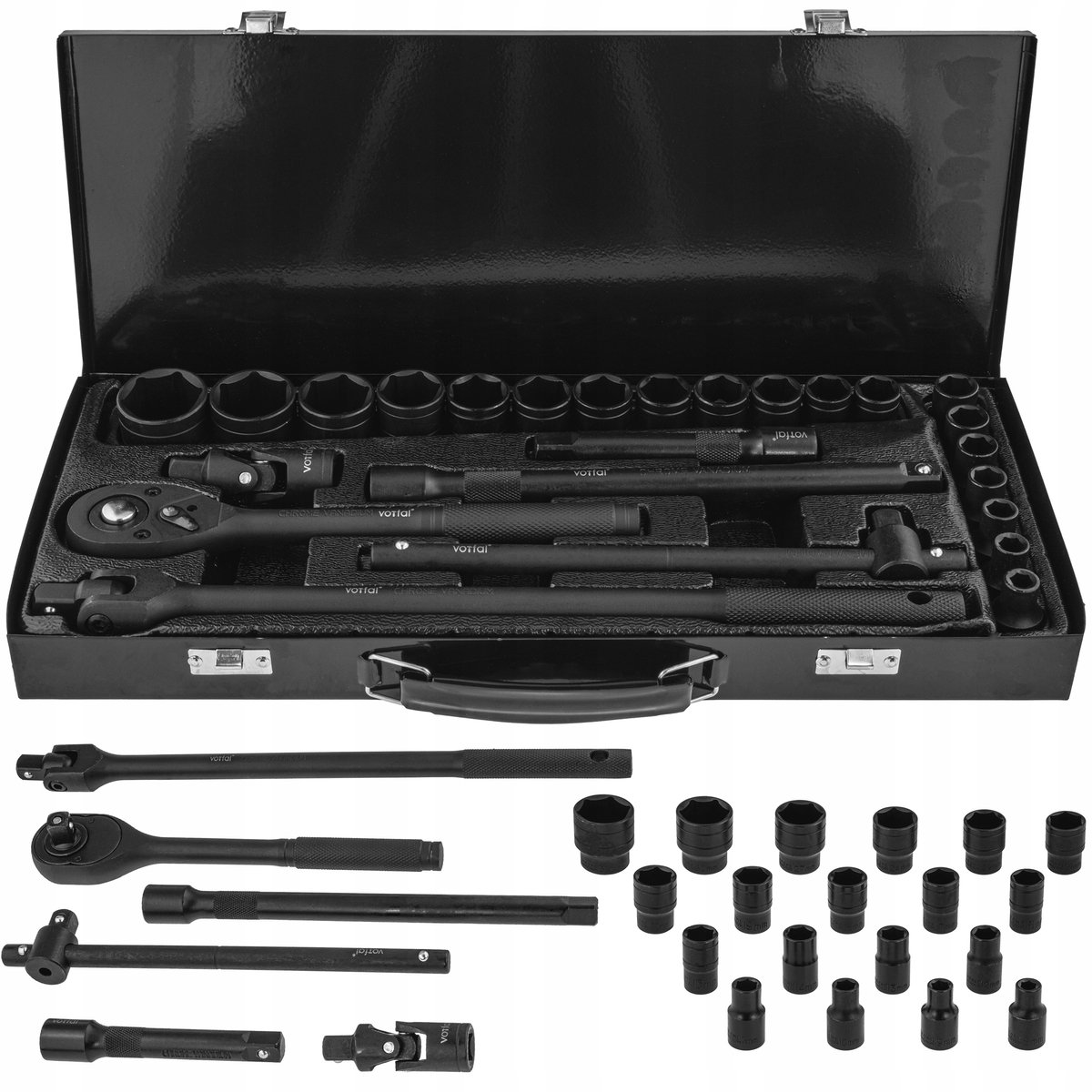 Slagdoppen Set 8-32mm met Ratel & Verlengstukken - 26 Delig