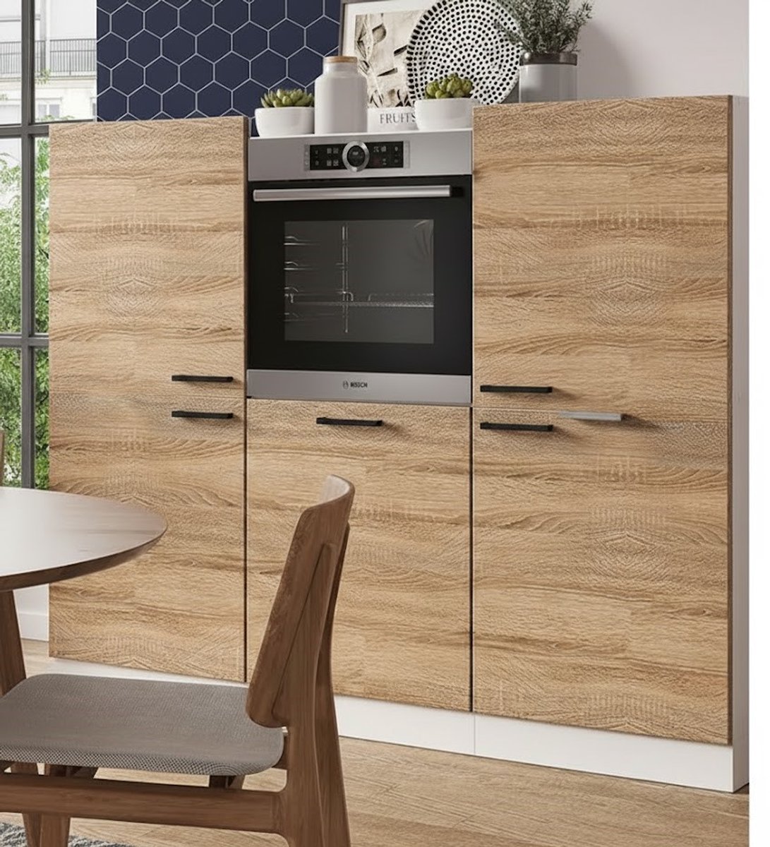 R-Line Keukenkast – Elegante Zwarte Wand- en Onderkast – Modulair Keukenmeubel met Verstel