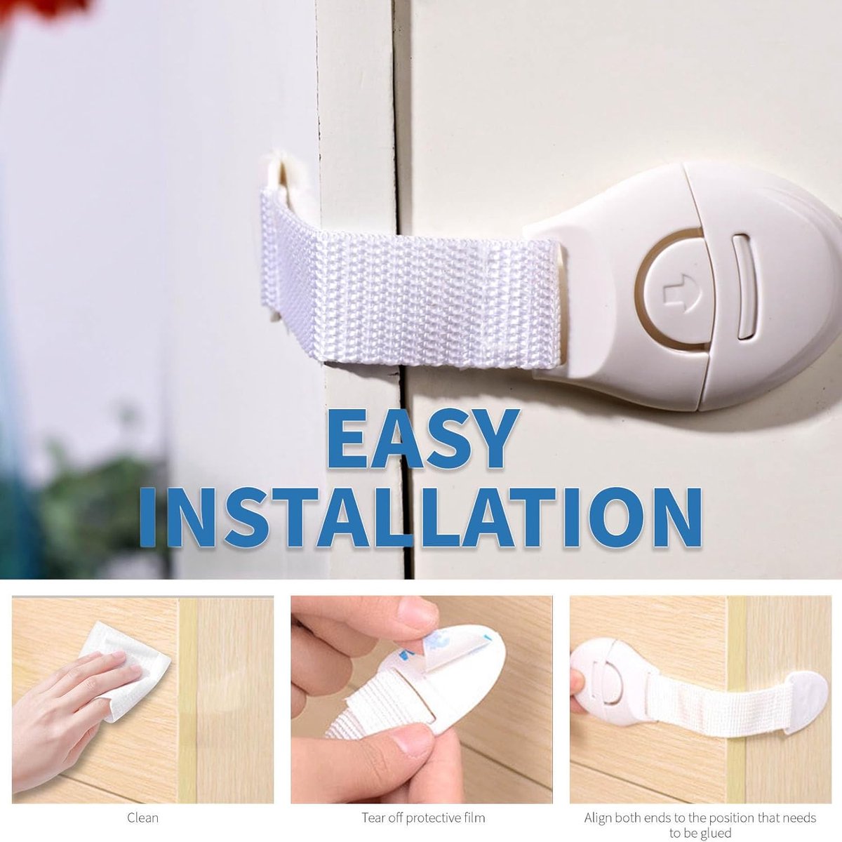 10 Sets Kinderen Veiligheid Ribbon Slot - Baby Multifunctional Ribbon Slot - Baby Veiligheid Slot Kinderen Veiligheid Slot - Lade Plastic Toilet Slot Koelkast Slot Deur – foto 5