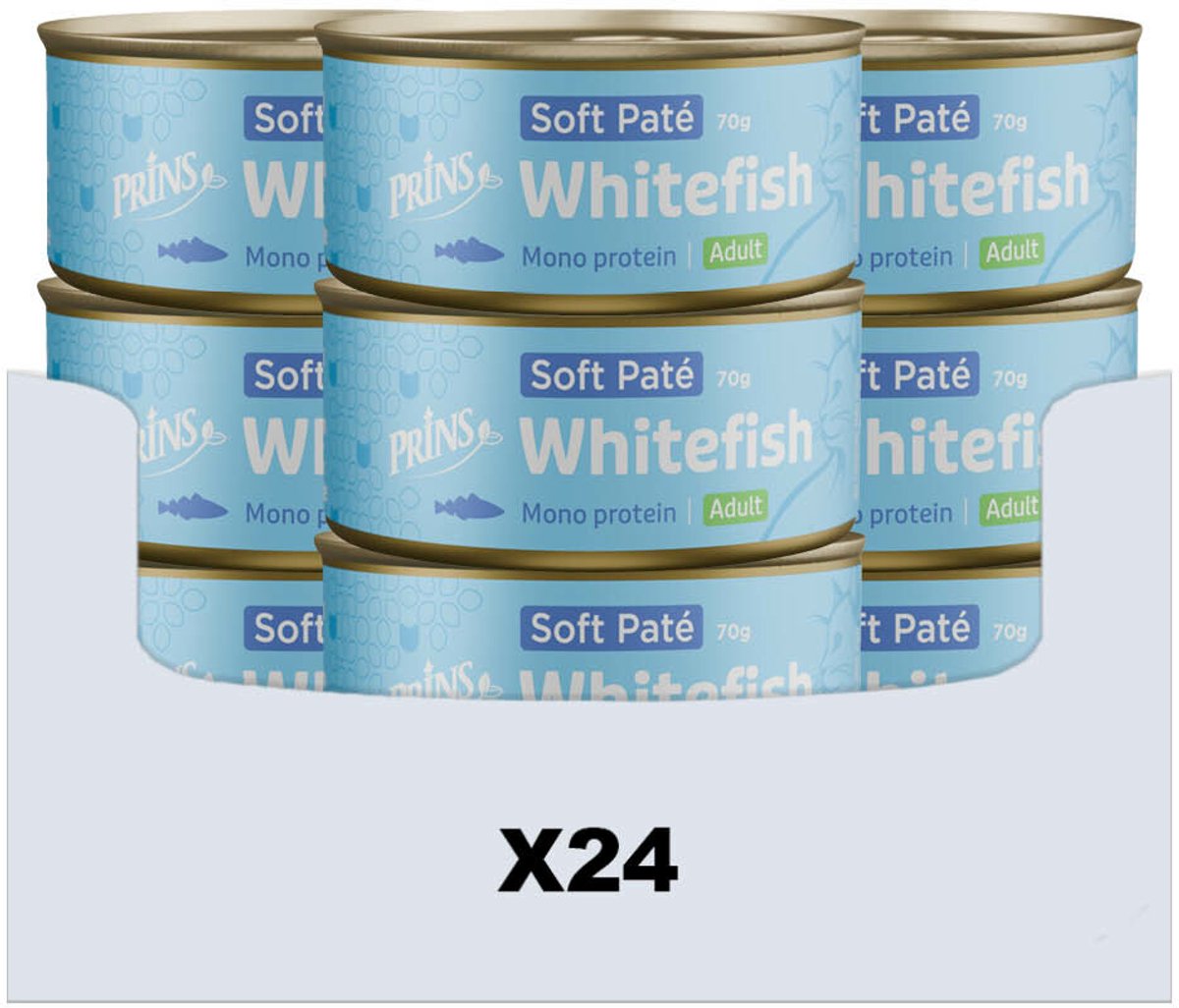 Prins Soft Paté Kattenvoer Nat Zalm & Kip – 24 x 70 gr – Voordeelverpakking