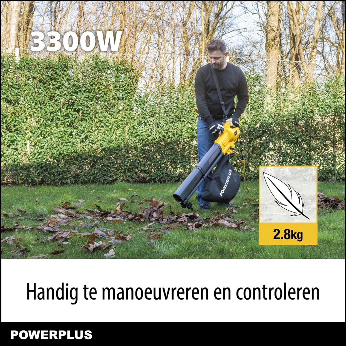 Powerplus Elektrische bladblazer POWEG4030 - 3300 W Elektrische bladblazer - maximale luchtsnelheid 250 km/h - tuingereedschap – foto 6