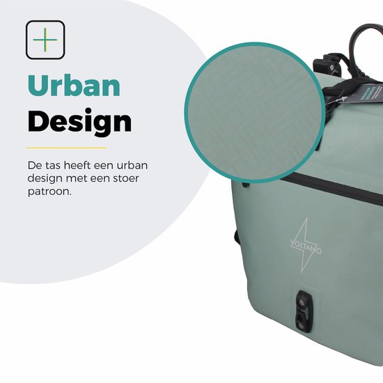 Voltano Enkele Fietstas Set E-bike - Mint Groen - 2 x 23 Liter - Gratis Schouderband - 100% Waterdicht - Fietstassen Elektrische Fietsen van Voltano — afbeelding 4