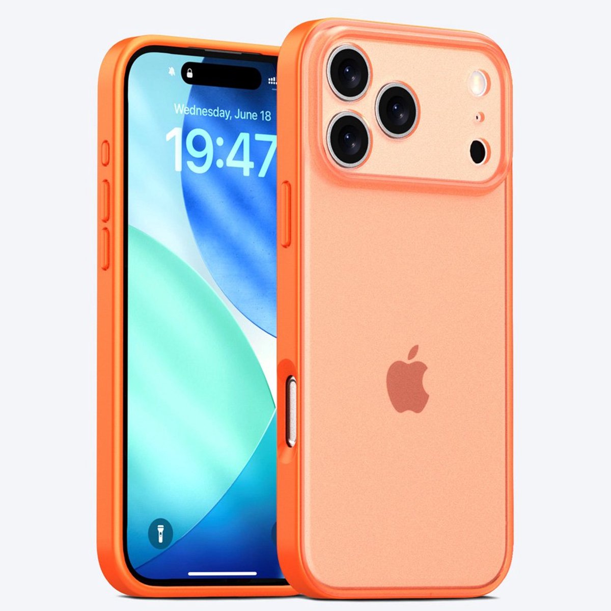 Mobiq - Frosted Rugged Bumper Hoesje geschikt voor iPhone 17 Pro Max - oranje