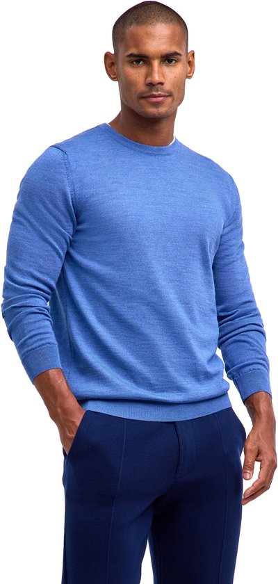 FALKE Basic New Merino à col rond, élégant et classique, en laine mérinos, bleu - taille XXL