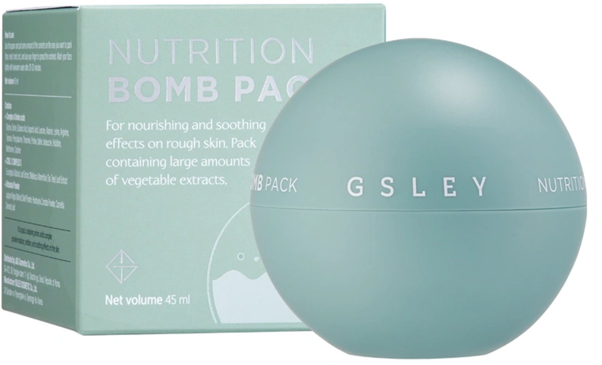 GSLEY – Nutrition Bomb Pack 45ml – Koreaanse Gezichtsmasker met 20 Natuurlijke Ingrediënten – Diep Voedend & Hydraterend – Voor een Kalmere, Jeugdige Huid