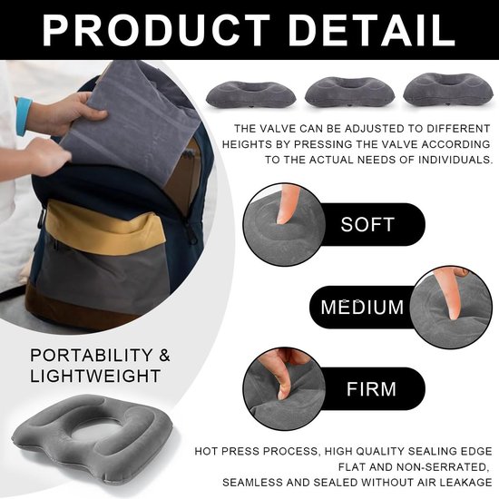 Opblaasbaar Ergonomisch Zitkussen - Comfortabel en Ondersteunend - 1 stuk - PVC — afbeelding 2