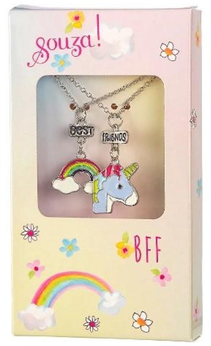 Souza Cadeauset BFF eenhoorn kettinkjes, zilver (2 stuks/doos, 1 doos).