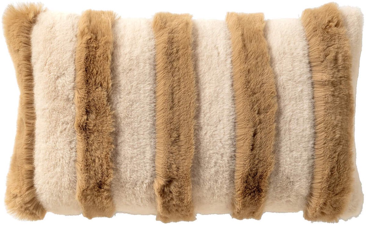 Dutch Decor ELLIE - sierkussen 30x50 cm - imitatiebont - Irish Cream - beige - Inclusief binnenkussen - Luxe kussens voor woonkamer & bank