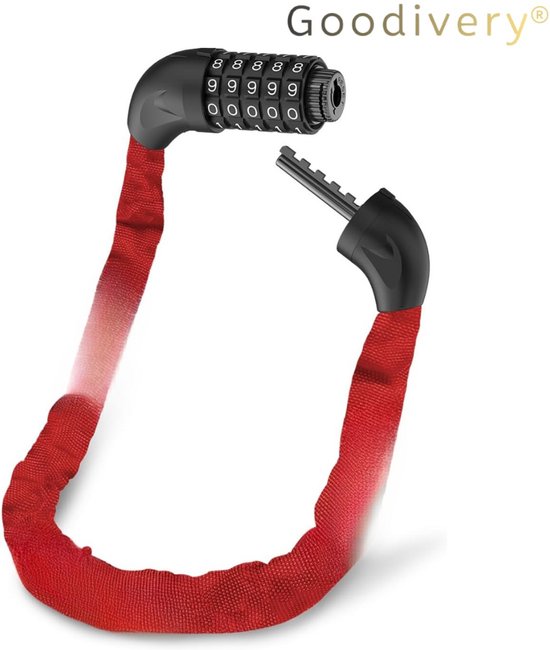 NEXTCOVER® Kettingslot met Cijferslot - [SAFESECURE] 5-Cijferige Code - Extra Veilig Fietsslot van Gehard Staal - Anti-Diefstal Bescherming voor E- Bike, Scooter & Stadsfiets - 90 cm