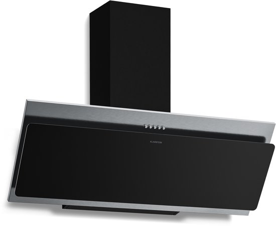 Klarstein Alessia schuine afzuigkap 90 cm - 404 m³/u luchtstroom, A+++ energie, ledverlichting, 3+ booststanden, stil, roestvrij staal en glas, recirculatie en afzuiging, afzuigkap