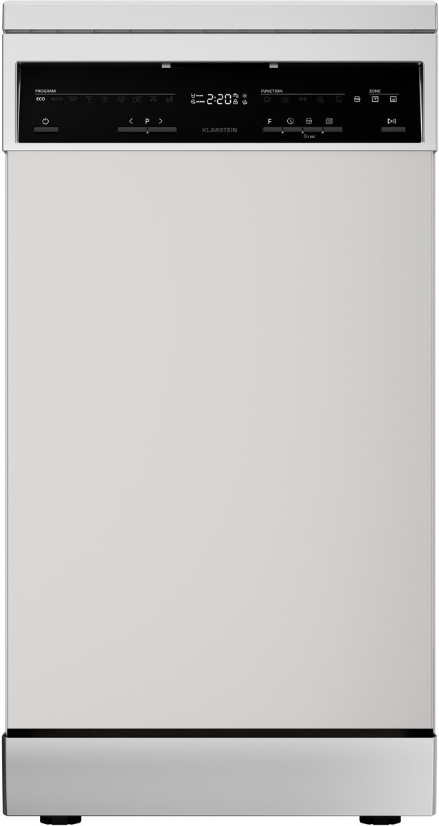 Klarstein Verosteel vaatwasser 45 cm - vrijstaand, 10 couverts, 9 programma's, stil 42 dB, energieklasse B, AquaStop, kinderslot, zilver
