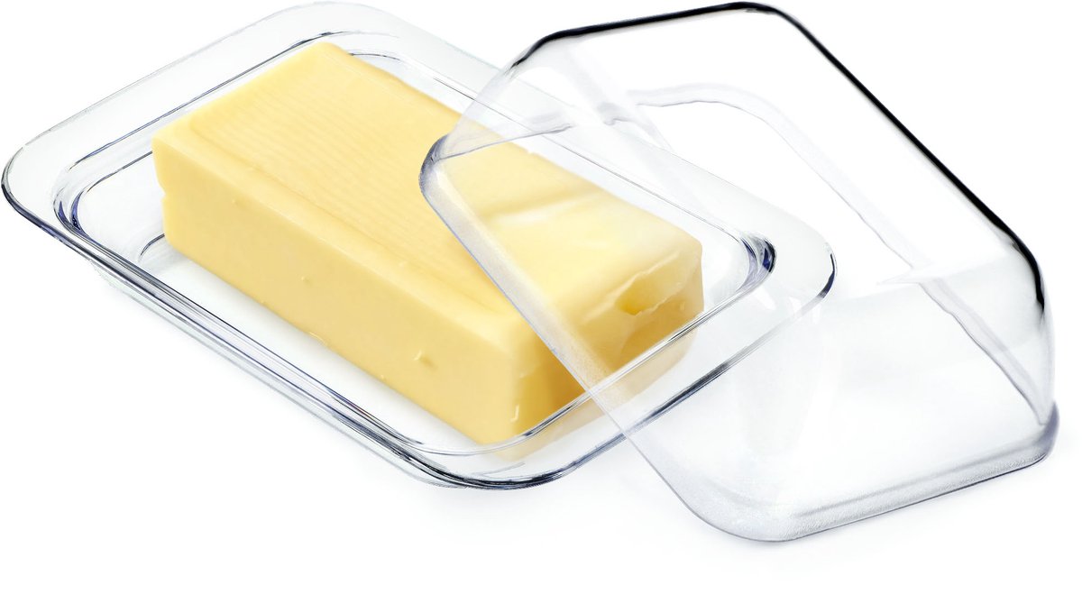KADAX Botervloot van kunststof, heldere boterschaal met deksel en handvat, botervloot, vaatwasmachinebestendig (transparant 18,5 cm)