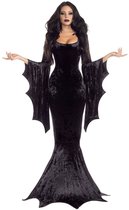Joya Party® | Verkleedjurk Dames Vampier | Zwarte Fluwelen Jurk met Vleermuismouwen | Verkleed Kostuum Dames Halloween | Verkleed Jurk Fluweel Heks Volwassenen | Maat S