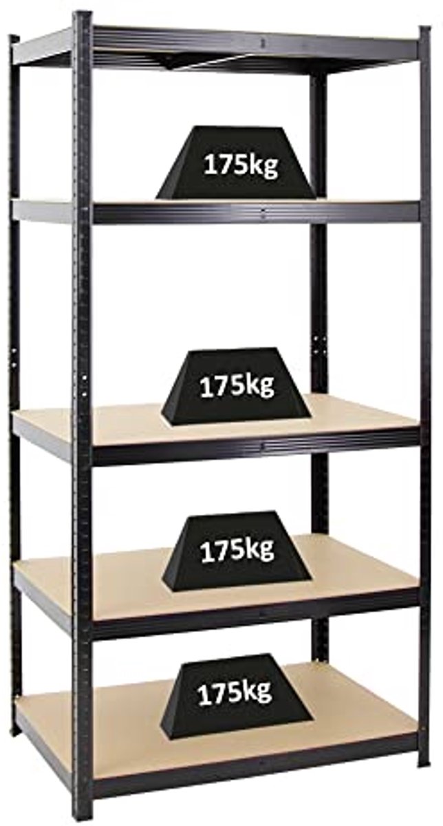 Robuust Opbergrek voor Zware Lasten 180x90x60 cm - Ideaal voor Garage en Werkplaats - Zwart