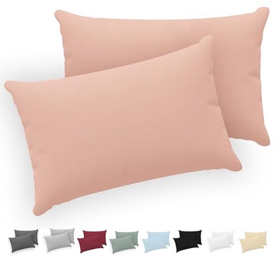 Twinzen® Kussensloop 40x70 (Set van 2) - 100% Katoen Jersey 150 GSM - Groen - Kussensloop 40x70 - Kussenhoes met ritssluiting - Oeko-Tex gecertificeerd