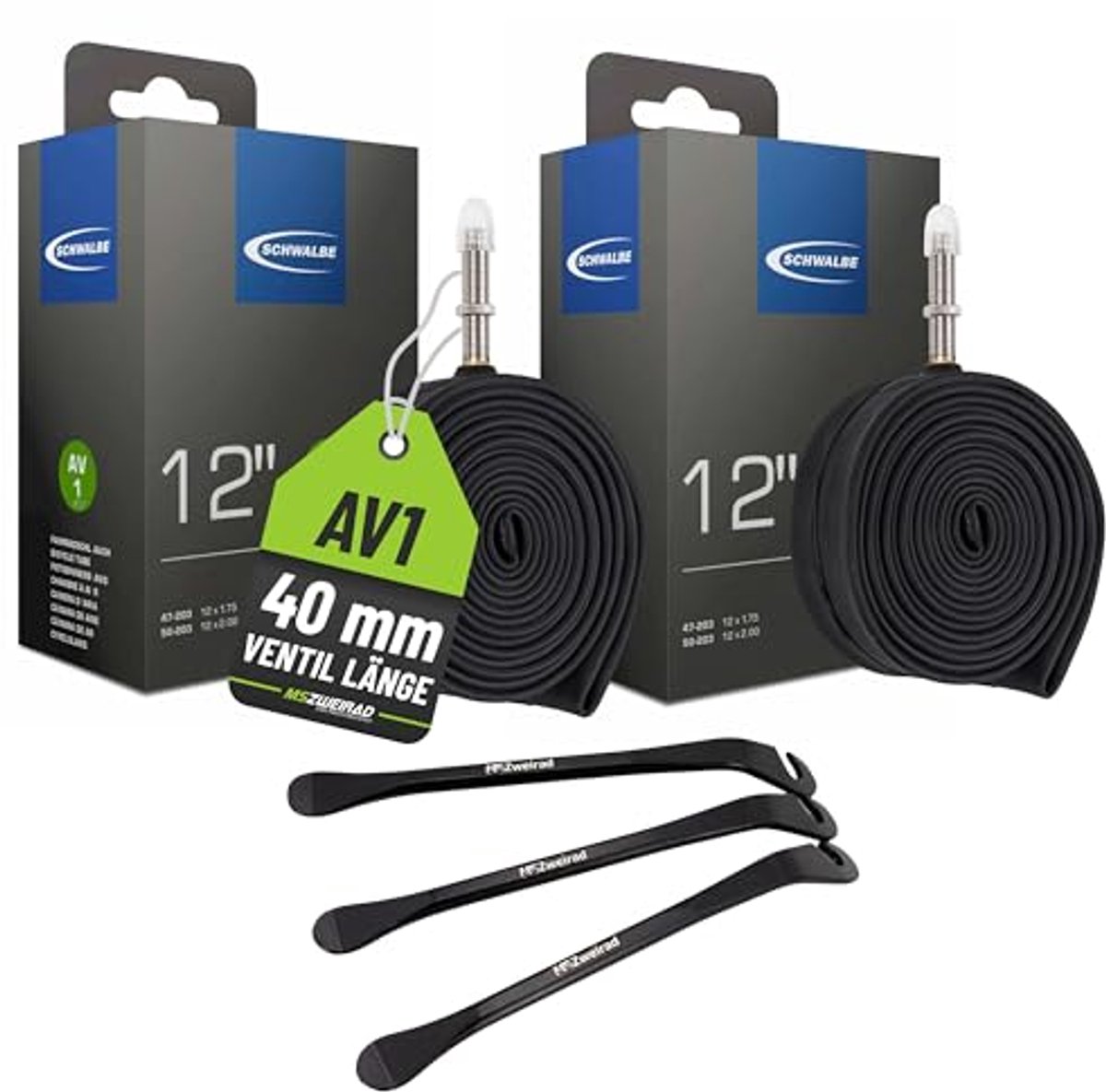 2x Binnenbanden 12 Inch voor Kinderfiets en Scooter met Bandenlichters
