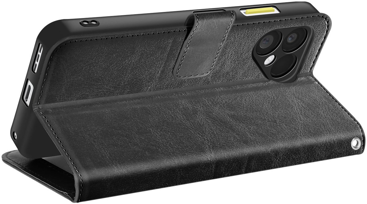 Mayaxess, Portemonneehoesje voor Fairphone 6 met Polsband en Standaardfunctie, Zwart