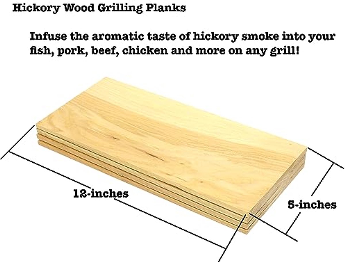Houten Grillplank 12" x 5" - Hickory 4-Pack