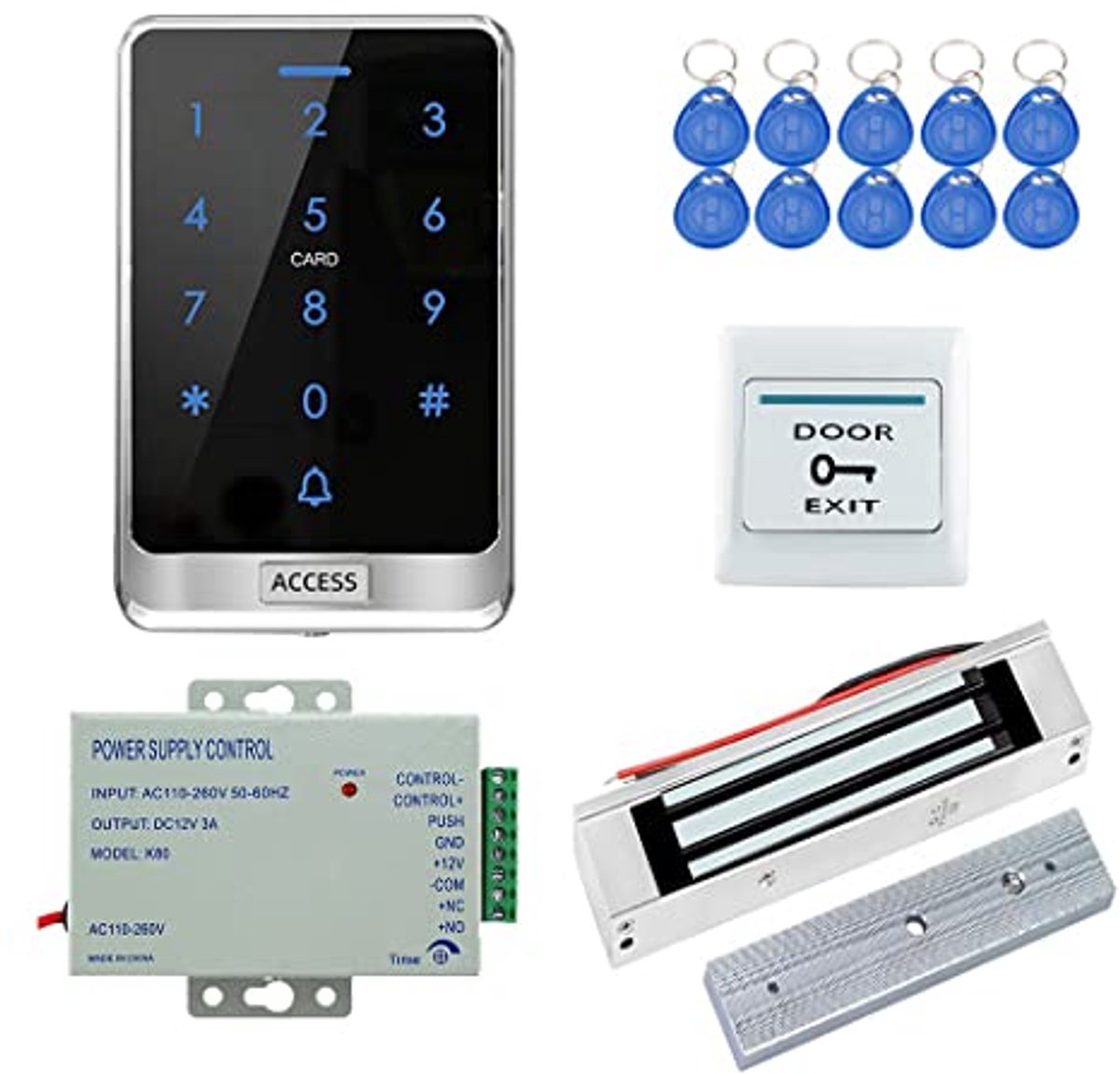 Compleet RFID Touchscreen Toegangscontrolesysteem met Waterdichte functie en Elektrisch Slot