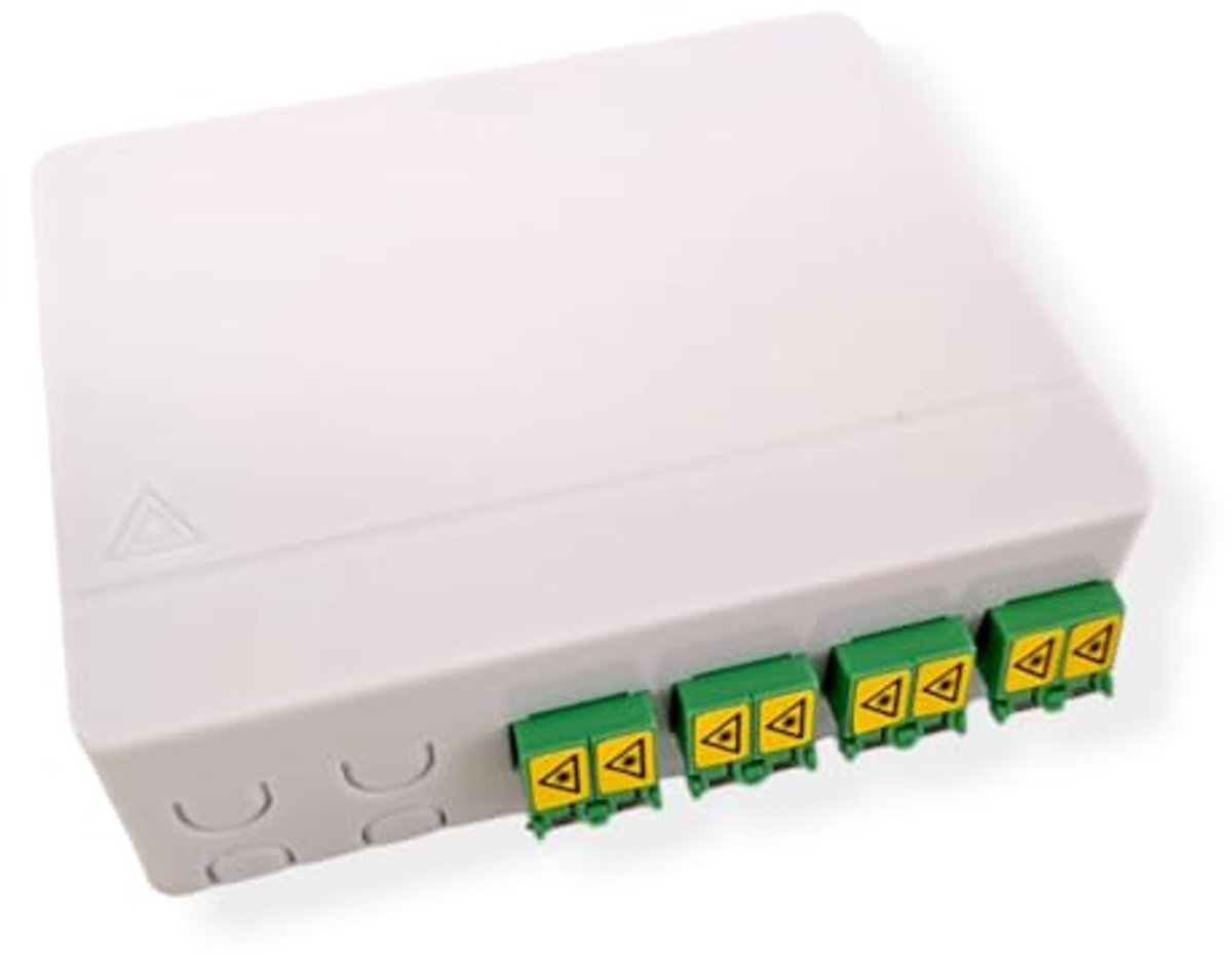 Glasvezel eindpunt doos FTTH met LC/APC glasvezelstekker en 4 optische aansluitingen