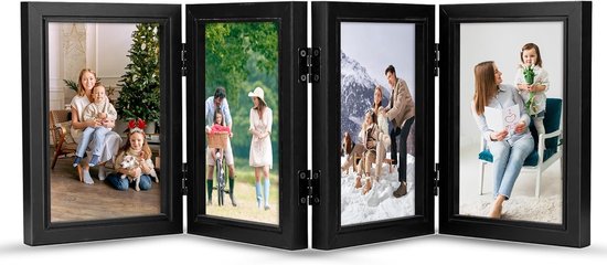 Cadre Photo Mural Rustique Excello – 4 Photos 10x15cm, Style Porte De Grange (blanc)