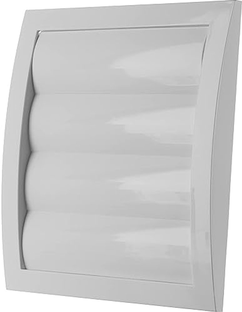 Ventilatierooster met lamellen en insectenbescherming - 190 x 190 mm, Ø 125 mm, kunststof, wit