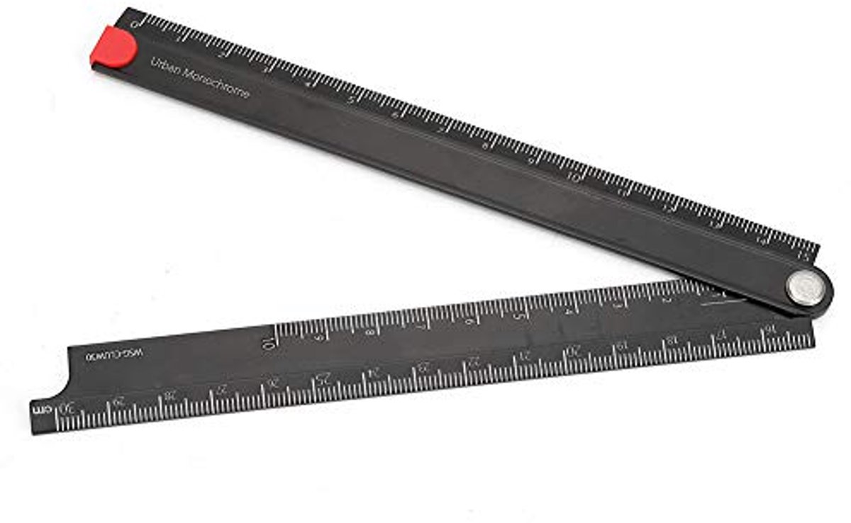 Opvouwbare Aluminium Liniaal 30 cm - Nauwkeurige 90° Hoekmeetliniaal voor Ingenieurs